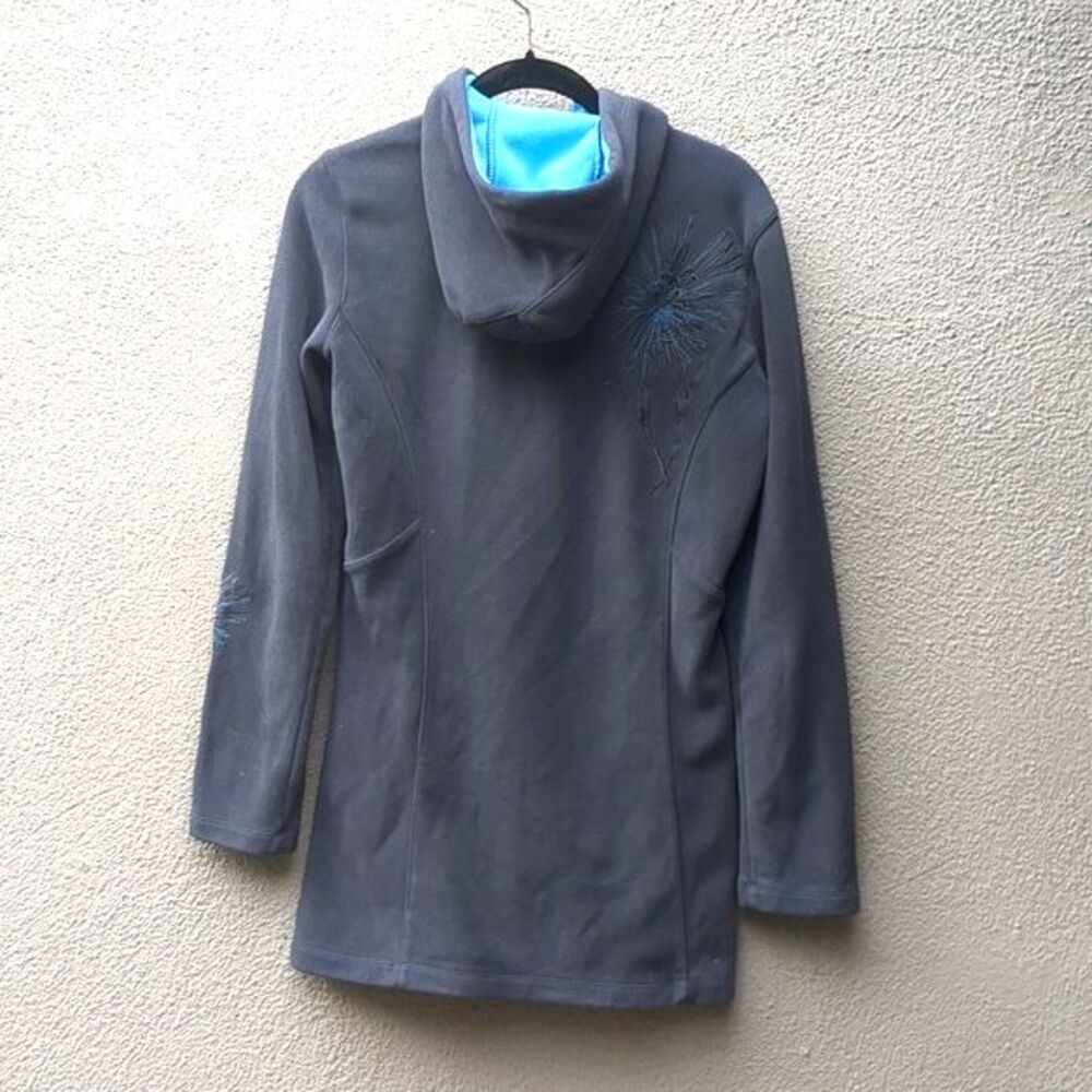 Athleta Hood XS Swara Floral Long embroidered Zip front Jacket Pockets workout - Picture 2 of 8